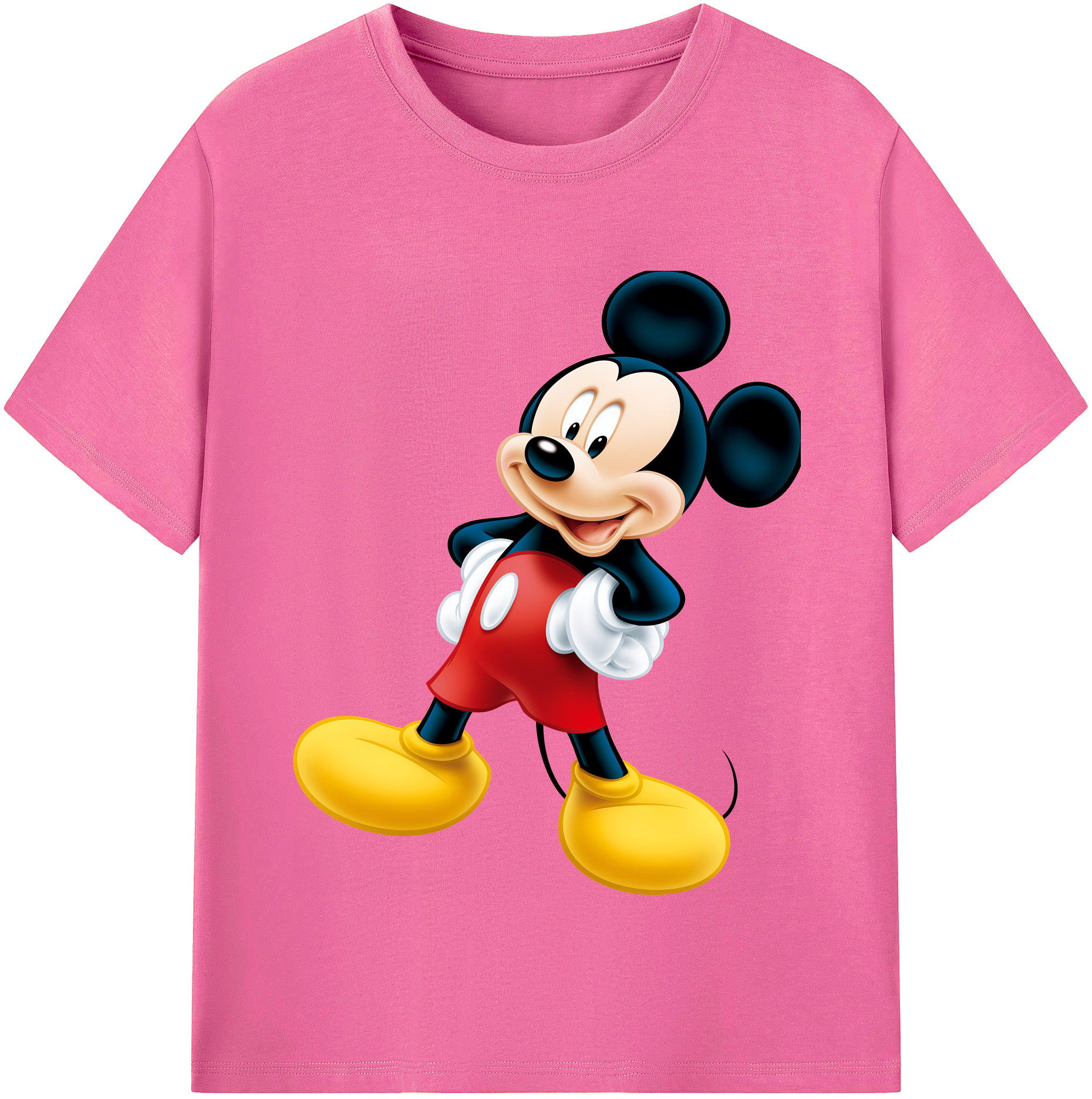 （画像用） ミッキーマウス Mickey Mouse レディースカジュアルプリントTシャツ（綿100％）
